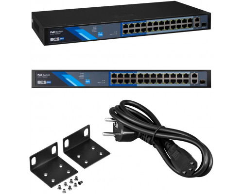 Switch 24 port PoE 100Mbps, 2xRJ45 Gigabit Uplink + 1xSFP BCS-B-SP2402G-1SFP