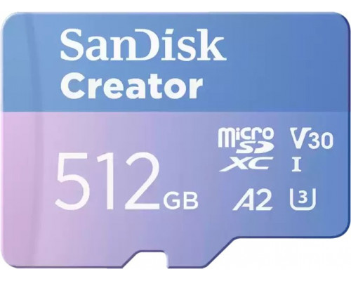 SD  SanDisk Creator MicroSDXC 512 GB Class 10 UHS-I/U3 A2 V30 (SDSQXAV-512G-GN6MS)