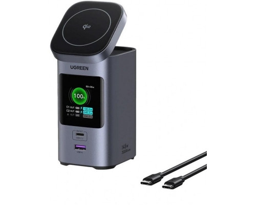 Ładowarka indukcyjna 2w1 / Ugreen Nexode 20000mAh, 145W, Qi2, 2x USB-C, USB