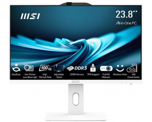 Monoblock PC MSI PRO AP241P 14M Business All in One CPU Core i5 i5-14400 2500 MHz Screen 23.8" RAM 16GB DDR5 5600 MHz SSD 500GB Graphics card Intel UHD Graphics Integrated Colour White PROAP242P14M-892XEU