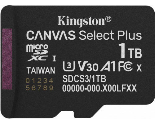 SD  Kingston Canvas Select Plus MicroSDXC 1 TB UHS-I/U1 A1 V10 (SDCS3/1TBSP)
