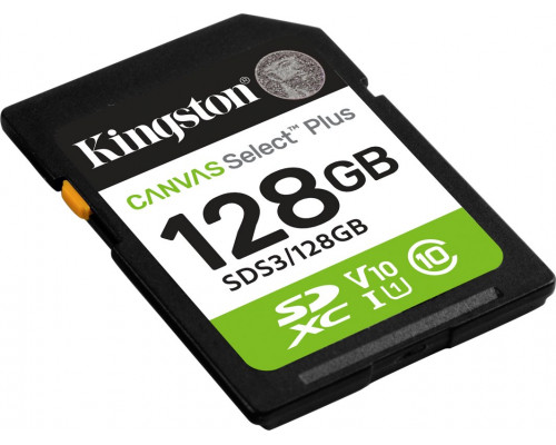 SD  Kingston Canvas Select Plus SDXC 128 GB Class 10 UHS-I/U1 V10 (SDS3/128GB)