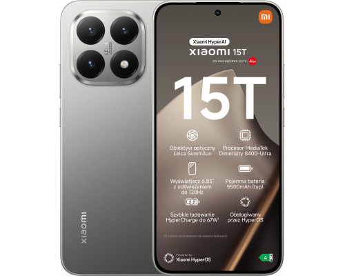 Xiaomi 15T 5G 12/256GB Gray (MZB0KY9EU)