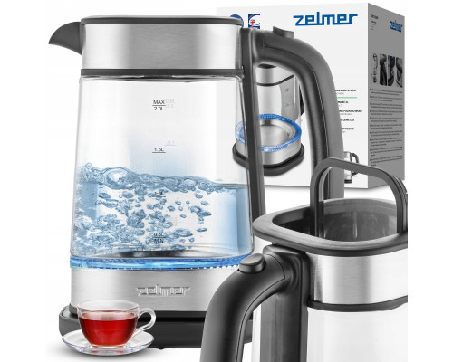 CZAJNIK ZCK 8021 2200W 2L SZKLANY/INOX