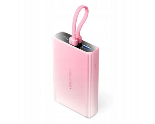 Vention 10000 mAh USB-C + Lightning + USB-A 22.5W ar displeju LED różowy