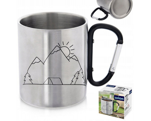 Mug Turystyczny Thermal Stalowy z Karabińczykiem Prezent ORION 350 ml