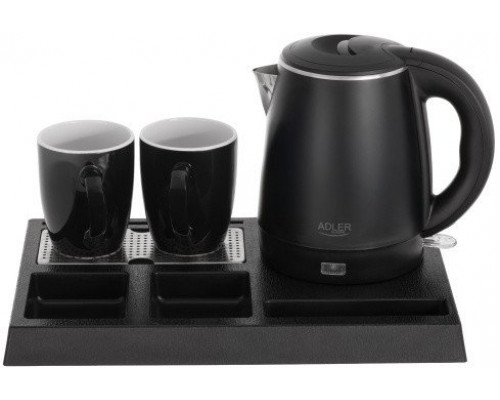 AD 1387 hotelowy ze stali nierdzewnej o pojemności 1,0 l | tacka powitalna z kubkami i przegródkami