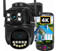 Podwójna Kamera WIFI IP Outdoor Obrotowa ULTRA HD Detekcja 8MPX MIKROFON
