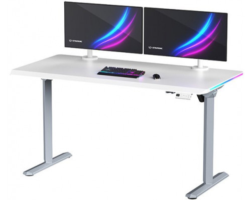 Gaming galds Ultradesk Gaming galds dla gracza QUEST, 140x70cm, 72-120cm, szary-biały