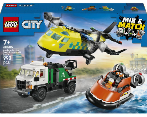 LEGO City Zestaw z samolotem, ciężarówką serwisową i poduszkowcem (60505)