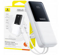 Baseus Lipow 20000mAh 22,5W  dwoma wbudowanymi kablami  dodatkowym kablem Simple USB-A - USB-C 3A 20cm White