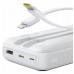 Baseus Lipow 20000mAh 22,5W  dwoma wbudowanymi kablami  dodatkowym kablem Simple USB-A - USB-C 3A 20cm White