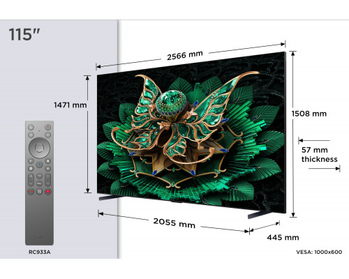 TCL TV Set 4K Ultra HD 3840 x 2160 pixels Flat 16:9 QD-Mini LED 115C7K (5901292525699)
