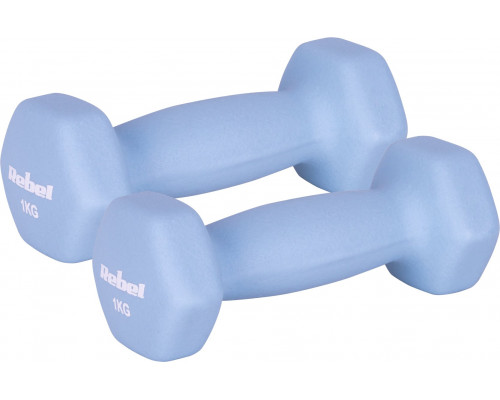 Hantelki cast iron neoprene HEX 2x1kg, REBEL ACTIVE