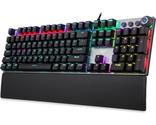 Aula F2058 KRGD Mechaniczna  do gier USB Vads 1.6m 108 macro pogas EN / RUS RGB Led szara