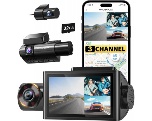 Dod Tech WOLFBOX i07 Kamera Car 3-Kanałowa 4K WiFi GPS Noktowizor IR