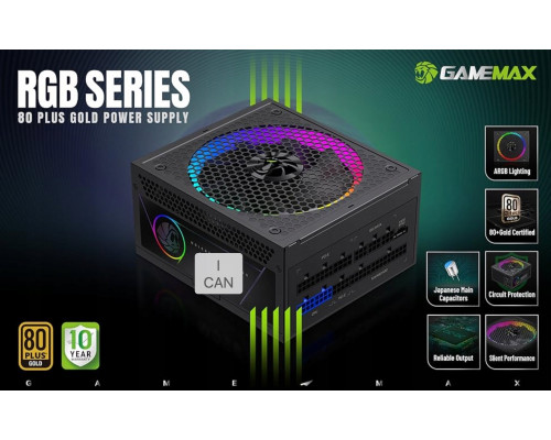 GameMax Gamemax Power Supply, 80 PLUS, Gold | RGB 850G | 850 W