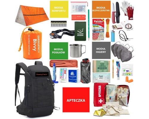 Plecak Ewakuacyjny Survival +wyposażenie Readypack S2 Pełen Zestaw Awaryjny / Readypack S2 Black