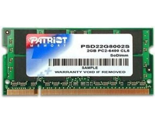 Patriot Signature, SODIMM, DDR2, 2 GB, 800 MHz, CL6 (PSD22G8002S)