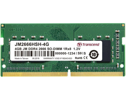 Transcend JetRam, SODIMM, DDR4, 4 GB, 2666 MHz, CL19 (JM2666HSH-4G)