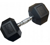 Kubisport Hantla jednoręczna sześciokątna gumowana ciężar obciążenie 20 kg (Kub_05-CB20HEX)