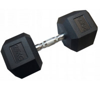 Kubisport Hantla jednoręczna sześciokątna gumowana ciężar obciążenie 25 kg (Kub_05-CB25HEX)