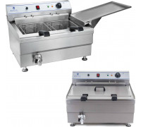 Royal Catering 1126 SMAŻALNIK DO PĄCZKÓW FRYTEK RYB Z PÓŁKĄ DWA KOSZE 24L 1126
