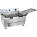 Royal Catering 1126 SMAŻALNIK DO PĄCZKÓW FRYTEK RYB Z PÓŁKĄ DWA KOSZE 24L 1126