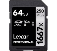 SD  Lexar Professional 1667x SDXC 64 GB Class 10 UHS-II/U3 V60 (LSD64GCB1667)