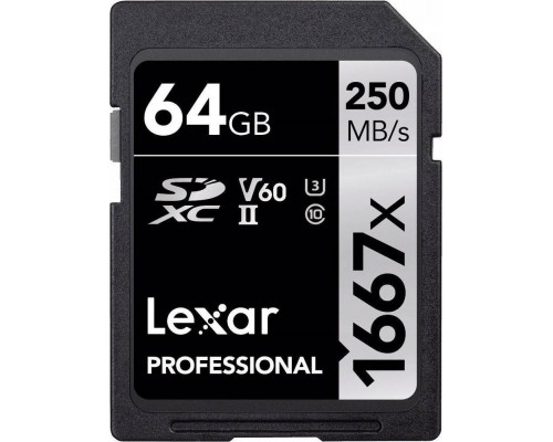 SD  Lexar Professional 1667x SDXC 64 GB Class 10 UHS-II/U3 V60 (LSD64GCB1667)