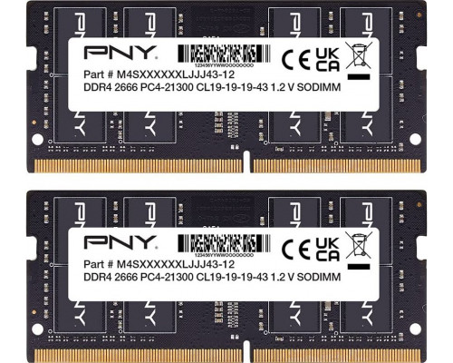 PNY Performance, SODIMM, DDR4, 16 GB, 2666 MHz, CL19 (MN16GK2D42666)