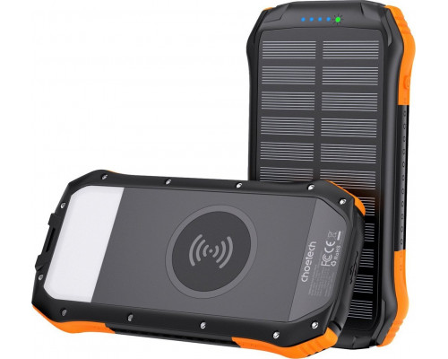 Choetech Choetech powerbank solarny z ładowaniem indukcyjnym 20000mAh PD 20W / QC 18W / Qi 10W orange (B657)