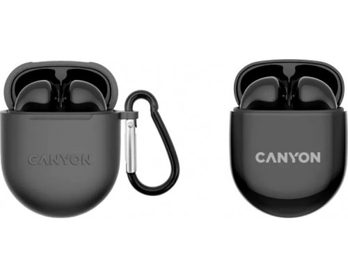 Canyon CANYON TWS-6, Bluetooth headset, with microphone, BT V5.3 JL 6976D4, Frequence Response:20Hz-20kHz, battery EarBud 30mAh*2+Charging Case 400mAh, type-C cable length 0.24m, Size: 64*48*26mm, 0.040kg, Black