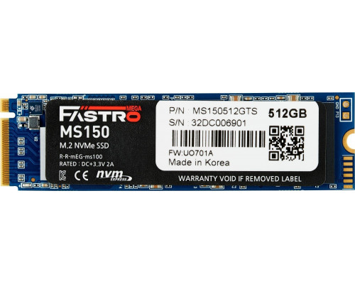 SSD 512GB SSD MEGA Electronics MS150 512GB M.2 2280 PCI-E x4 Gen3 NVMe (MS150-512GTS)