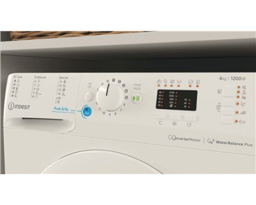 Indesit INDESIT Washing machine BWSA 61294 W EU N Energy efficiency class C, Front loading, Washing capacity 6 kg, 1151 RPM, Depth 42.5 cm, Width 59.5 cm, Display, Big Digit, White one size