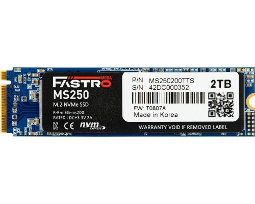 SSD 2TB SSD MegaFastro MS250 2TB M.2 2280 PCI-E x4 Gen3 NVMe (MS250200TTS)