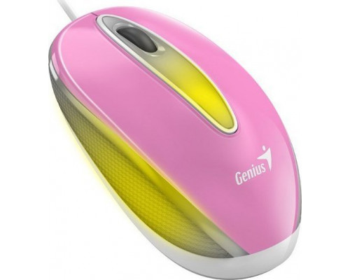 Genius Genius DX-Mini, 1000DPI, optyczna, 3kl., przewodowa USB, różowa, klasyczna, podświetlenie RGB