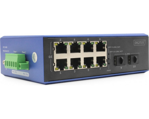 Switch Digitus DIGITUS Industrial 8+2 -Port Gigabit Ethernet Switch 8 Port GE RJ 54 2 GE SFP Port