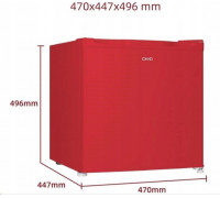 CHiQ CHiQ CSD46D4RE minibar, 46 litrů, 2 přihrádky, 0 °C až +10 °C, 39 dB, červený