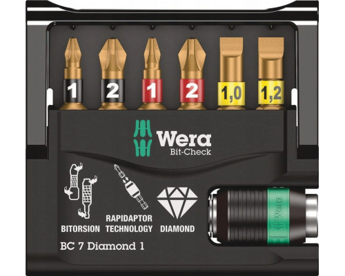 Wera ZESTAW BITÃW BIT-CHECK 7 DIAMOND 1 SB, NA BLISTRZE, 7 CZ