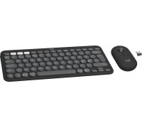 Logitech Logitech Pebble 2 Combo, Mini, RF Wireless + Bluetooth, Scissor key switch, QWERTY, Graphite, Mouse included