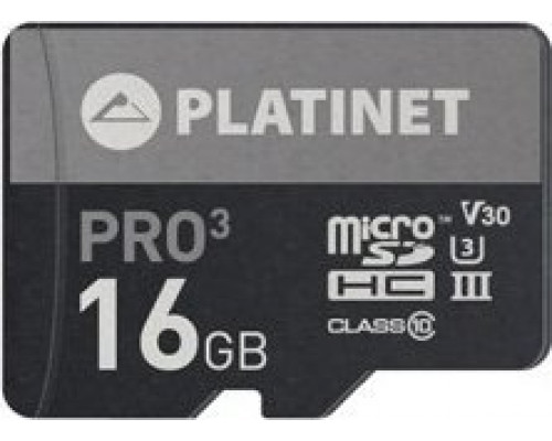 SD  Platinet Pro3 MicroSDHC 16 GB Class 10 UHS-III/U3 V30 (PMMSD16UIII)