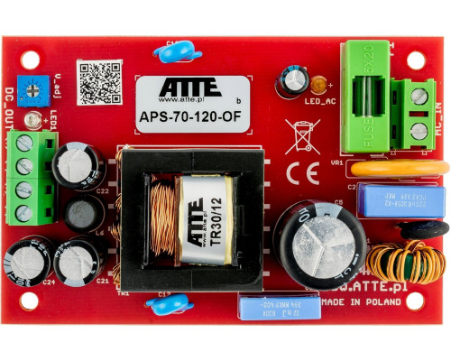 Atte sieciowy SMPS 12V 6A 72W ATTE APS-70-120-OF