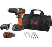 Black&Decker BLack & Decker 18V Schlagbohrmaschine 2X1,5AH mit 10-tlg. Zubehör