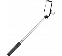 Selfie nūjiņa Hurtel Selfie nūjiņa WH1YXS teleskopisks tripods 1m ar apaļo lampu un turētāju telefonam - black