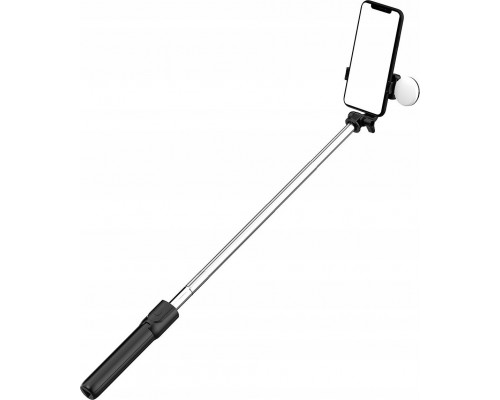 Selfie nūjiņa Hurtel Selfie nūjiņa WH1YXS teleskopisks tripods 1m ar apaļo lampu un turētāju telefonam - black