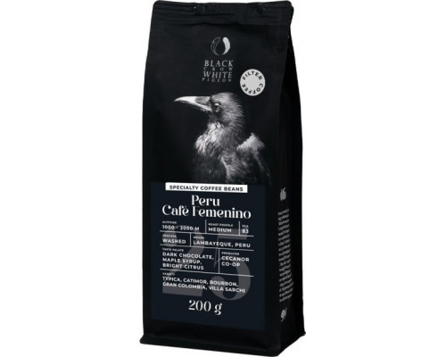 Specialty coffee beans Black Crow White Pigeon Peru Cafe Femenino (Filter), 200 g