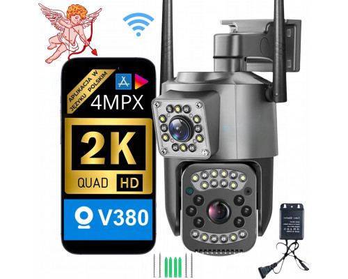 Zewnętrzna Podwójna kamera IP WiFI z FUNKCJĄ ŚLEDZENIA SMART kamera FullHD