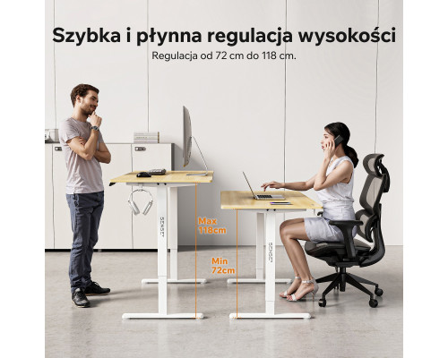Gaming galds SENSE7 NOJO LIGHT Jasnobrązowo-White 140 cmx70 cm