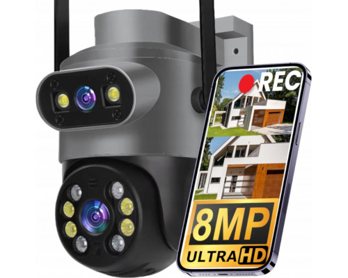 ZEWNĘTRZNA PODWÓJNA KAMERA OBROTOWA Ultra HD 8MPX WIFI IP SMART DETEKCJA 4K [ZC-06]